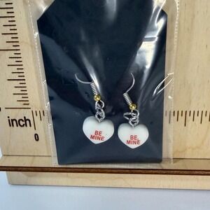 Hand assembled "Be Mine" Conversation Heart Dangle Earrings